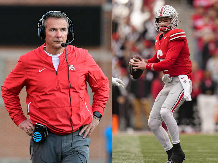 Urban Meyer (left) and Kyle McCord